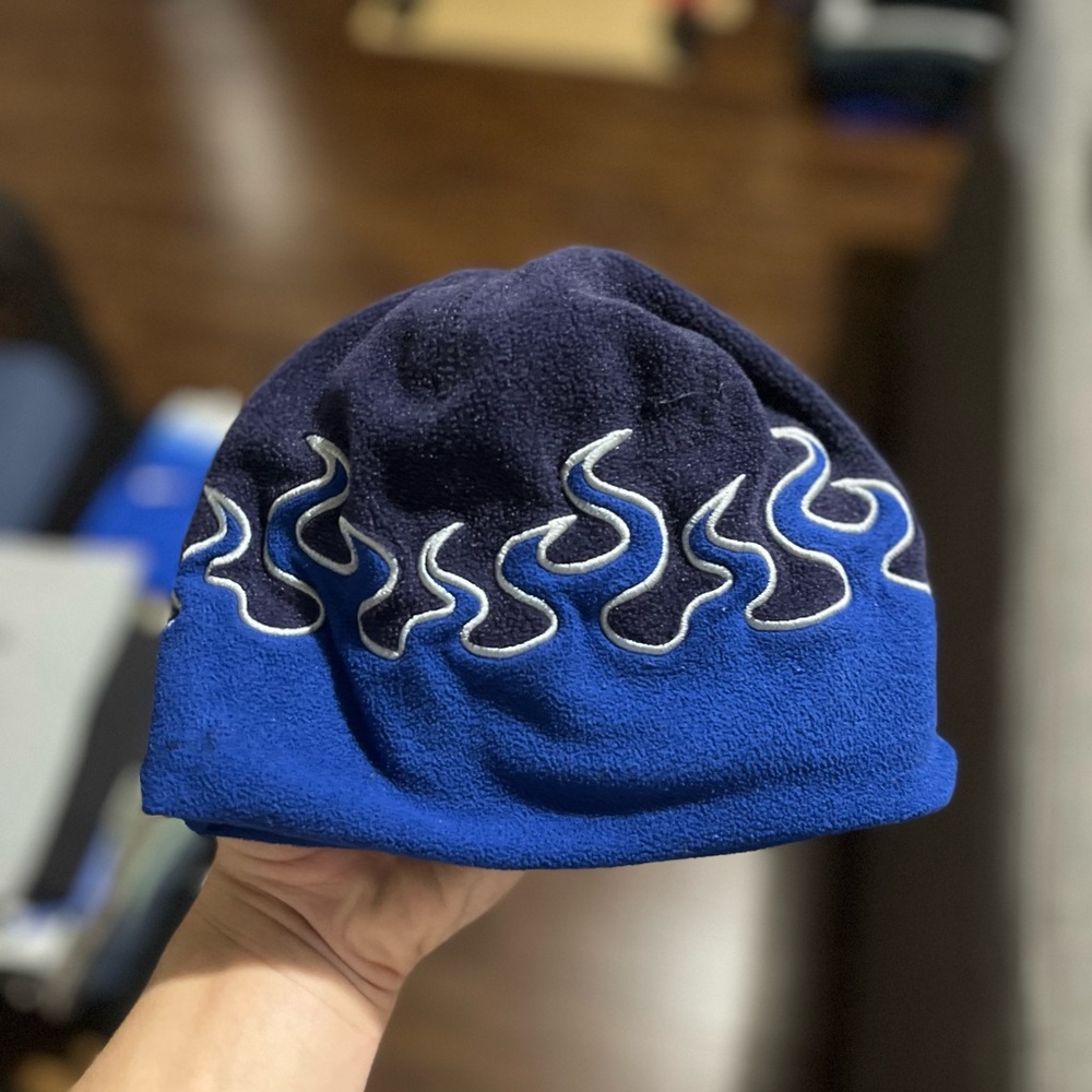 Men's Blue Flame Fleece Beanie Hat